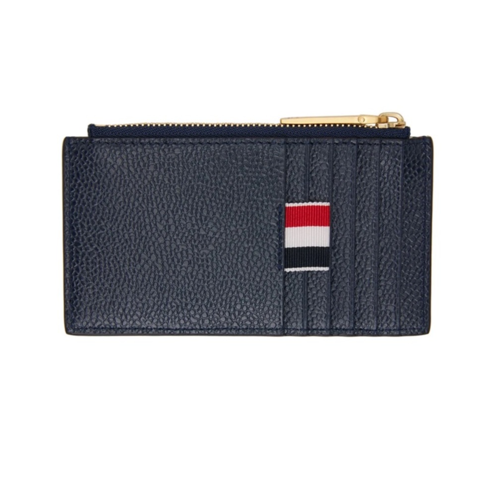 THOM BROWNE Navy Sky Icons Zip Card Wallet